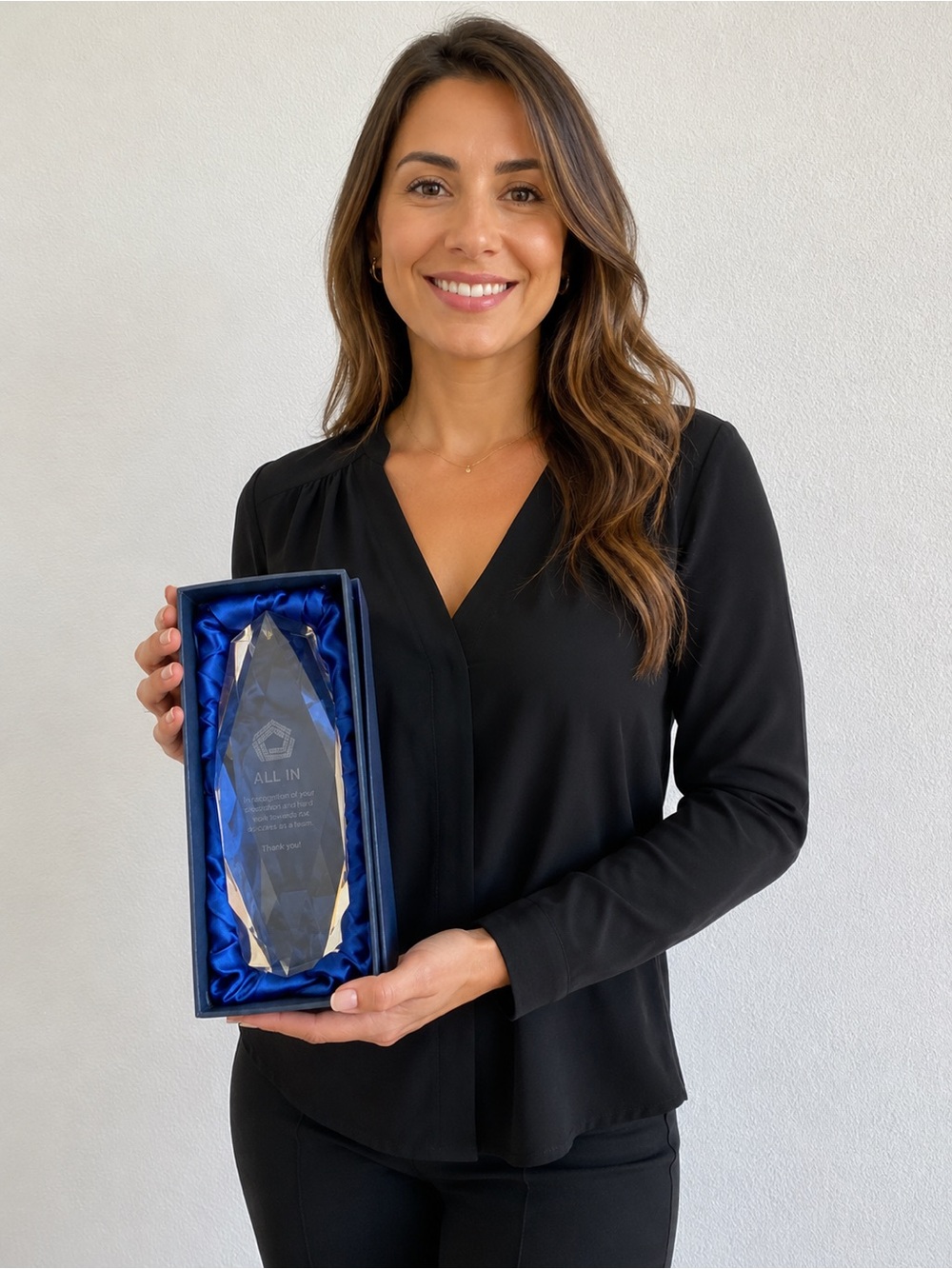 Faceted Crystal Award in Presentation Box - Clear
